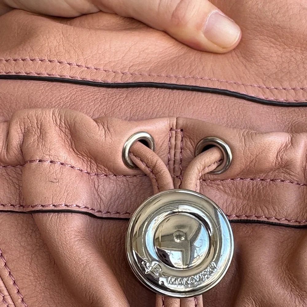 b. makowsky Soft Pink Leather Hobo Shoulder Bag - Picture 2 of 8